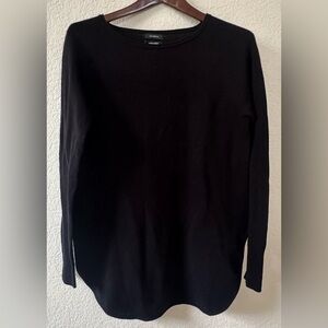 Halogen Cashmere Blend Black Tunic Length Sweater Curved Hem Sz S Oversize